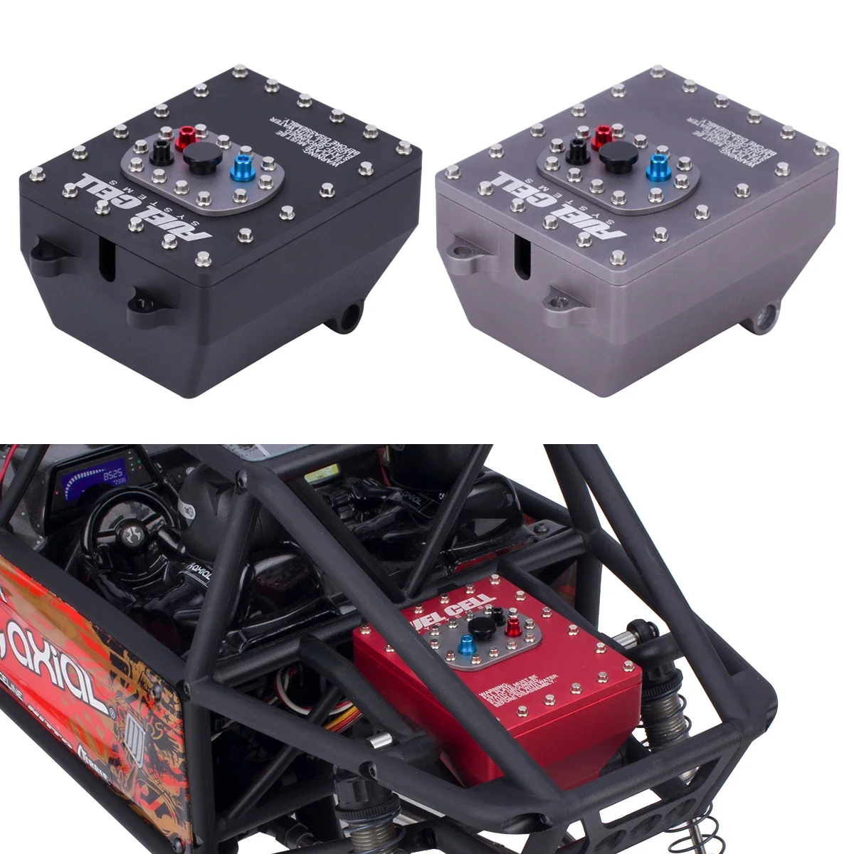 Rc Hobby Grade Truck - 1 個アルミ 1/10 スケール燃料電池受信機ボックス模擬燃料タンク RC トラックラジオボックスアキシャルキャプラ