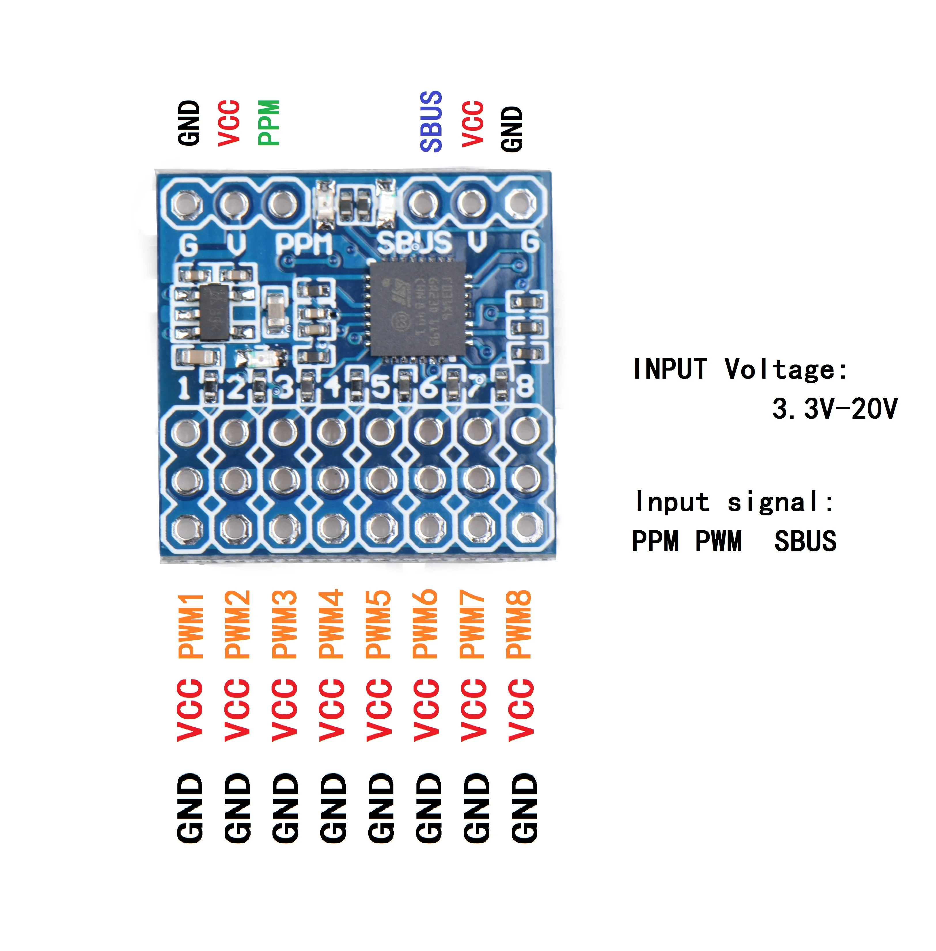 JHEMCU 8チャンネル受信機、PWM/PPM/SBUS対 - Receiver Sbus 8Ch のレビューと価格